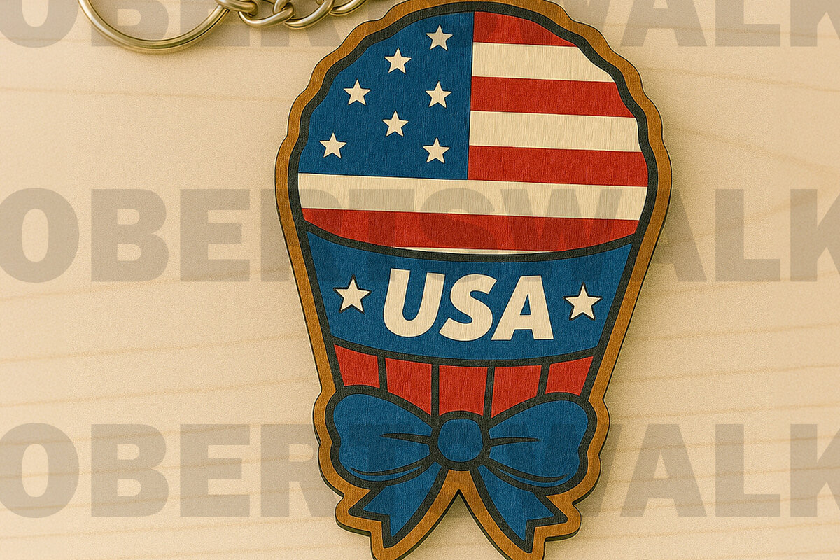 Intra απο ξύλο plywood 3mm-4mm πάχος – Μπρελόκ USA Bow Ice Cream Δίασταση  5x5 cm INTRAFABR-122905462