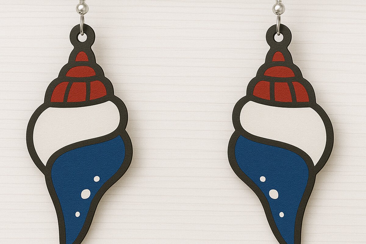 Intra απο ξύλο plywood 3mm-4mm πάχος – Σκουλαρίκια USA Cone Shell Δίασταση  5x5 cm INTRAFABR-123080614