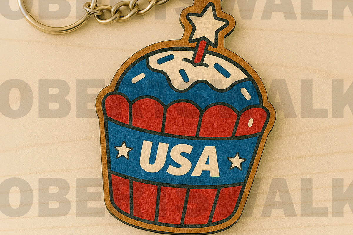 Intra απο ξύλο plywood 3mm-4mm πάχος – USA Cupcake Keychain Δίασταση  5x5 cm INTRAFABR-122905423