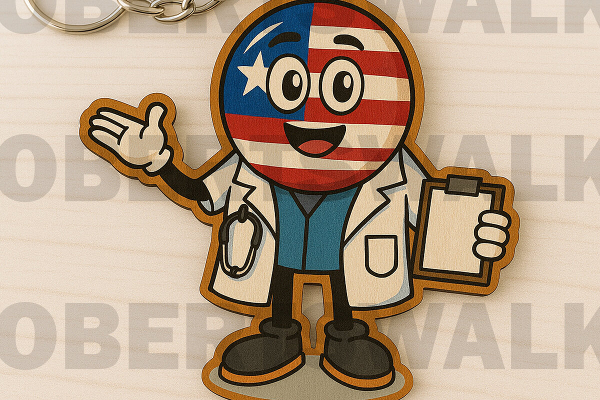 Intra απο ξύλο plywood 3mm-4mm πάχος – USA Doctor Keychain Δίασταση  5x5 cm INTRAFABR-122934378