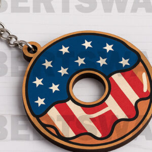 Intra απο ξύλο plywood 3mm-4mm πάχος – Αρχείο USA Donut Keychain Δίασταση  5x5 cm INTRAFABR-122602642