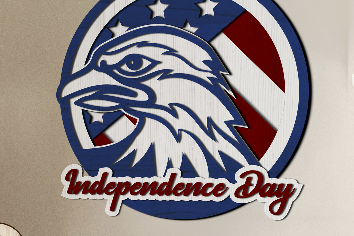 Intra απο ξύλο plywood 3mm-4mm πάχος – USA Eagle, Ημέρα Ανεξαρτησίας, 4 Ιουλίου Δίασταση  20x20 cm INTRAFABR-72745335