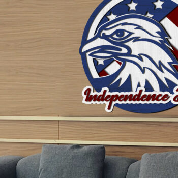 Intra απο ξύλο plywood 3mm-4mm πάχος – USA Eagle, Ημέρα Ανεξαρτησίας, 4 Ιουλίου Δίασταση  20x20 cm INTRAFABR-72745335 - Image 2