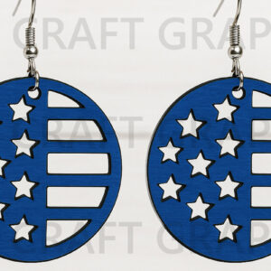 Intra απο ξύλο plywood 3mm-4mm πάχος – USA Flag Circle Earrings Δίασταση  5x5 cm INTRAFABR-122655849