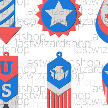 Intra απο ξύλο plywood 3mm-4mm πάχος – USA Flag Earrings, 4 Ιουλίου Δίασταση  5x5 cm INTRAFABR-25318501 - Image 1