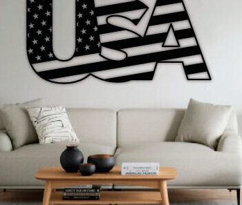 Intra απο ξύλο plywood 3mm-4mm πάχος – Αρχεία κοπής με λέιζερ ς τέχνης τοίχου USA Flag Δίασταση  40x30 cm INTRAFABR-69863154 - Image 2