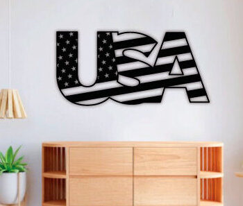 Intra απο ξύλο plywood 3mm-4mm πάχος – Αρχεία κοπής με λέιζερ ς τέχνης τοίχου USA Flag Δίασταση  40x30 cm INTRAFABR-69863154 - Image 3