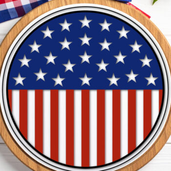 Intra απο ξύλο plywood 3mm-4mm πάχος –  κρεμάστρας πινακίδων στρογγυλής πόρτας σημαίας ΗΠΑ Δίασταση  20x20 cm INTRAFABR-123523513 - Image 3