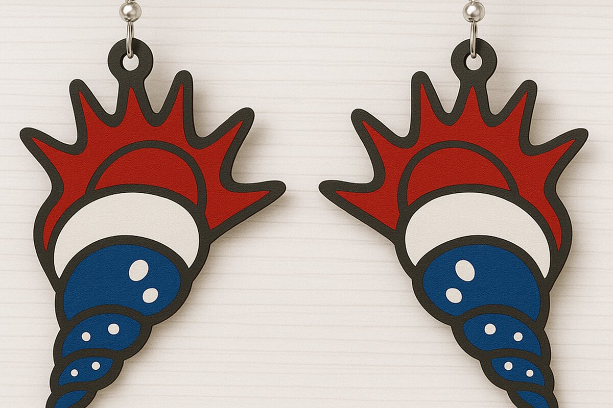 Intra απο ξύλο plywood 3mm-4mm πάχος – USA Flame Shell Σκουλαρίκια Δίασταση  5x5 cm INTRAFABR-123080615