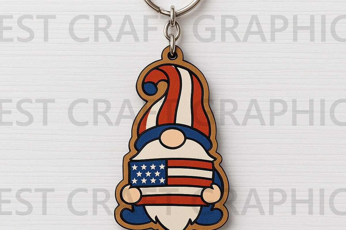 Intra απο ξύλο plywood 3mm-4mm πάχος – USA Gnome Holding Flag Δίασταση  20x20 cm INTRAFABR-122937841