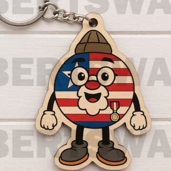 Intra απο ξύλο plywood 3mm-4mm πάχος – USA Grandpa Medal Keychain Δίασταση  5x5 cm INTRAFABR-122602753 - Image 1