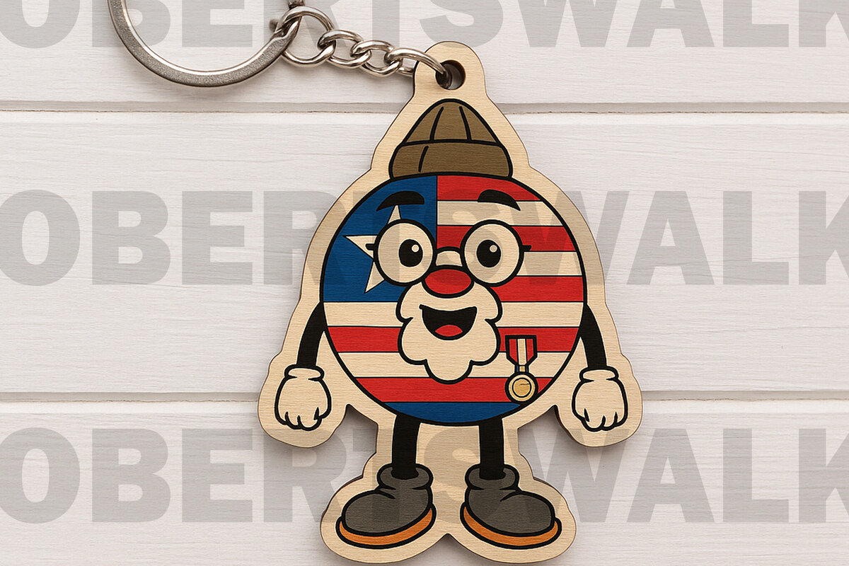 Intra απο ξύλο plywood 3mm-4mm πάχος – USA Grandpa Medal Keychain Δίασταση  5x5 cm INTRAFABR-122602753