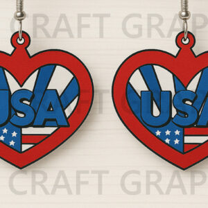 Intra απο ξύλο plywood 3mm-4mm πάχος – USA Heart Earrings Δίασταση  5x5 cm INTRAFABR-122737618