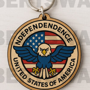 Intra απο ξύλο plywood 3mm-4mm πάχος – Μπρελόκ σήμα ανεξαρτησίας ΗΠΑ Δίασταση 5x5 cm INTRAFABR-122600897