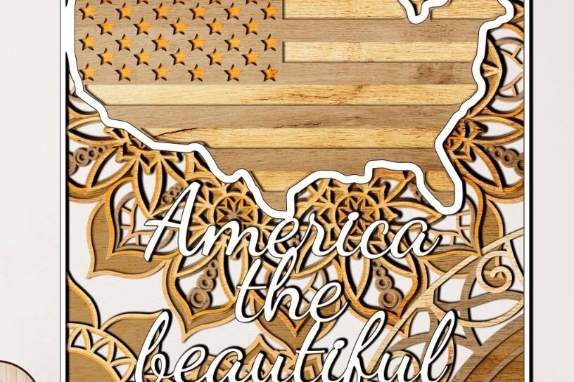 Intra απο ξύλο plywood 3mm-4mm πάχος – Χάρτης με στρώσεις ΗΠΑ Δίασταση  20x20 cm INTRAFABR-29999780