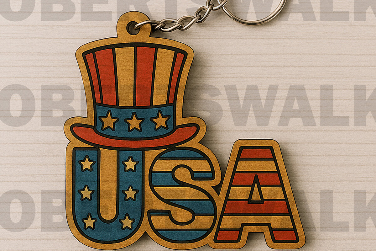 Intra απο ξύλο plywood 3mm-4mm πάχος – Γράμματα ΗΠΑ με τον θείο Sam Hat Δίασταση  20x20 cm INTRAFABR-122601838