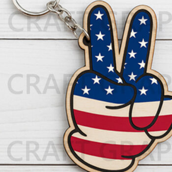 Intra απο ξύλο plywood 3mm-4mm πάχος – Μπρελόκ USA Peace Sign Δίασταση  5x5 cm INTRAFABR-122653775 - Image 1