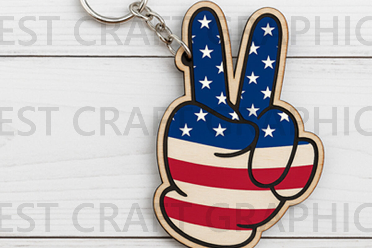 Intra απο ξύλο plywood 3mm-4mm πάχος – Μπρελόκ USA Peace Sign Δίασταση  5x5 cm INTRAFABR-122653775