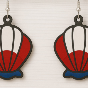 Intra απο ξύλο plywood 3mm-4mm πάχος – USA Shell Earrings Δίασταση  5x5 cm INTRAFABR-123080635