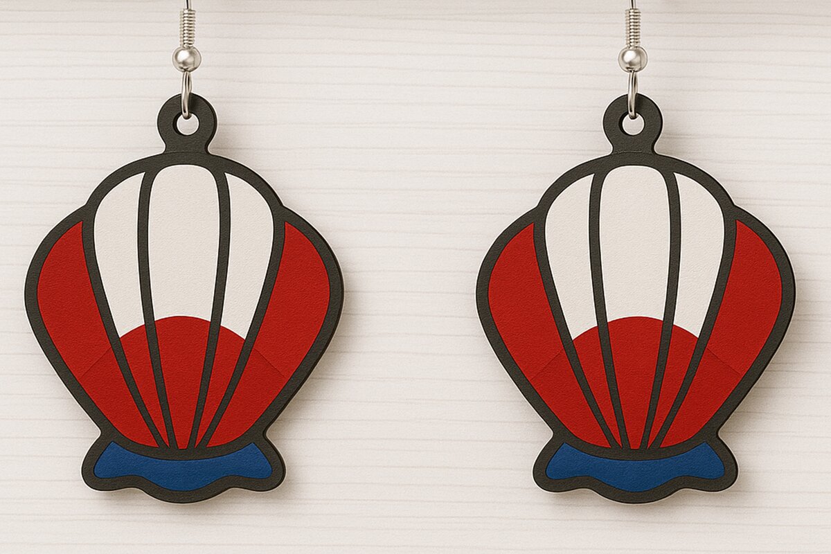 Intra απο ξύλο plywood 3mm-4mm πάχος – USA Shell Earrings Δίασταση  5x5 cm INTRAFABR-123080635