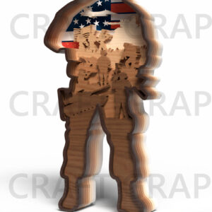 Intra απο ξύλο plywood 3mm-4mm πάχος – Αρχείο αποκοπής λέιζερ με στρώματα USA Soldier Δίασταση  20x20 cm INTRAFABR-122146811