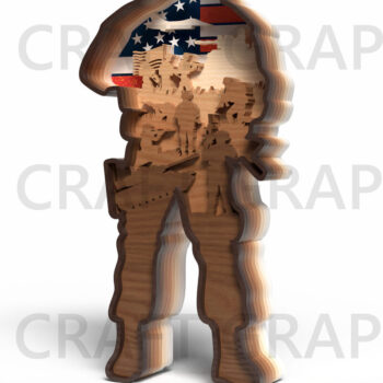 Intra απο ξύλο plywood 3mm-4mm πάχος – Αρχείο αποκοπής λέιζερ με στρώματα USA Soldier Δίασταση  20x20 cm INTRAFABR-122146811 - Image 1