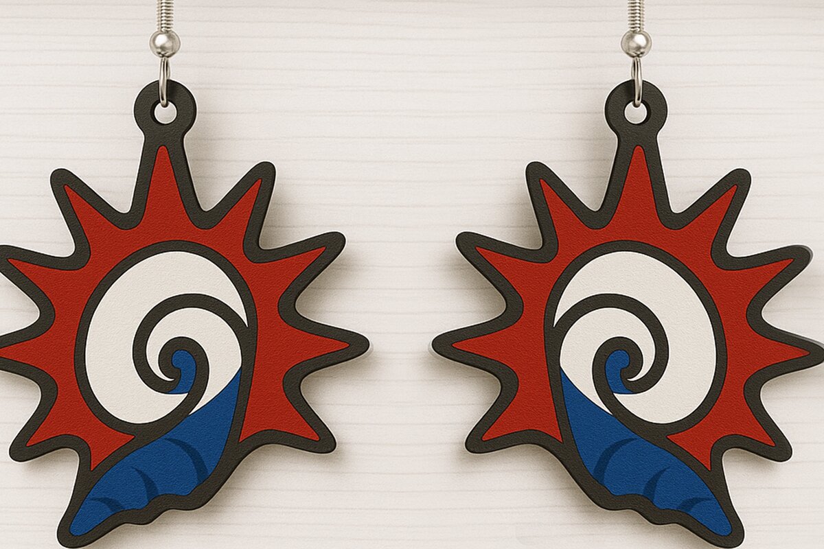 Intra απο ξύλο plywood 3mm-4mm πάχος – USA Spiral Star Earrings Δίασταση  5x5 cm INTRAFABR-123080629