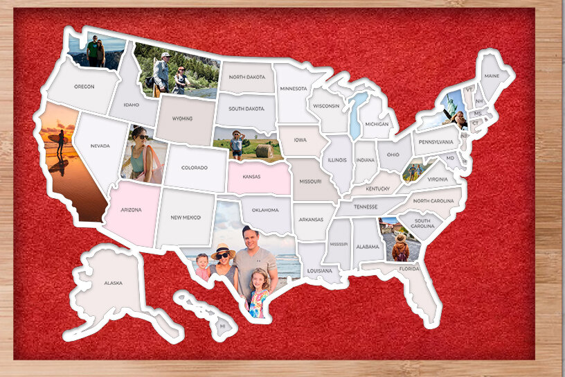 Intra απο ξύλο plywood 3mm-4mm πάχος – USA Travel Push Pin Χάρτης Δίασταση  20x20 cm INTRAFABR-75794952