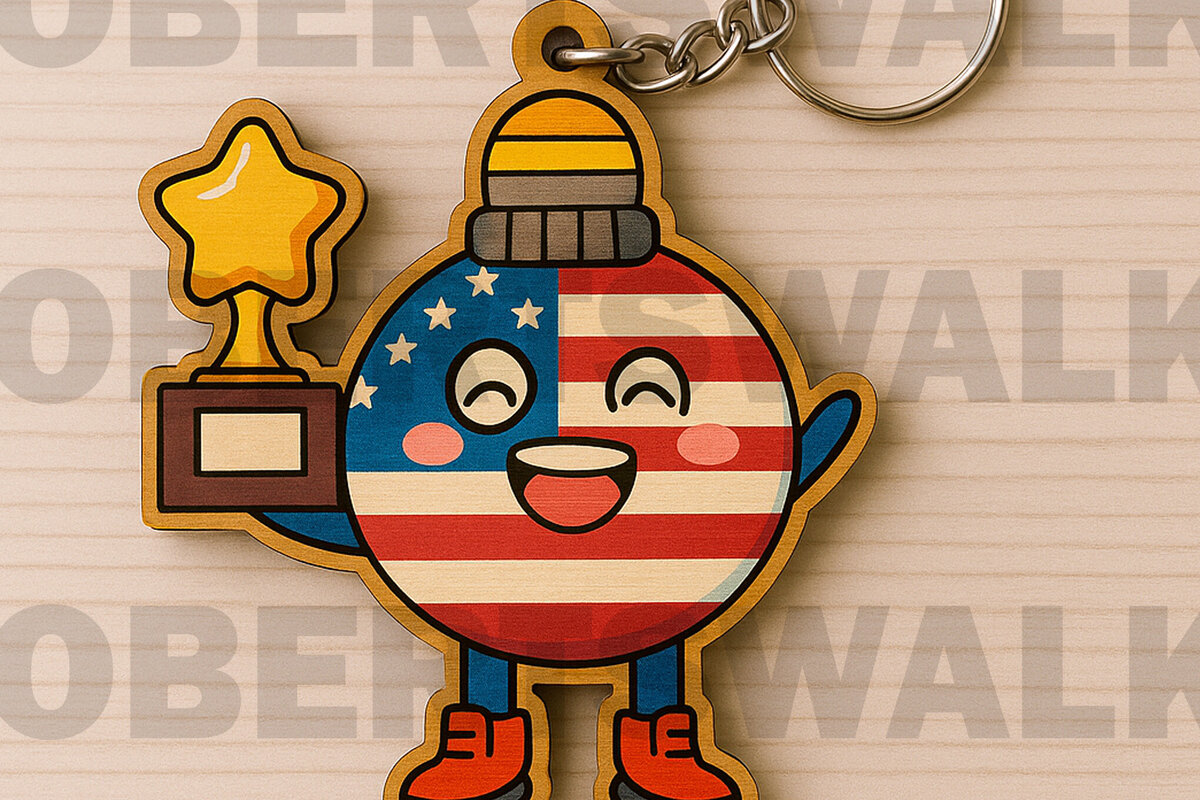 Intra απο ξύλο plywood 3mm-4mm πάχος – Μπρελόκ με τρόπαιο ΗΠΑ Δίασταση  5x5 cm INTRAFABR-122602473