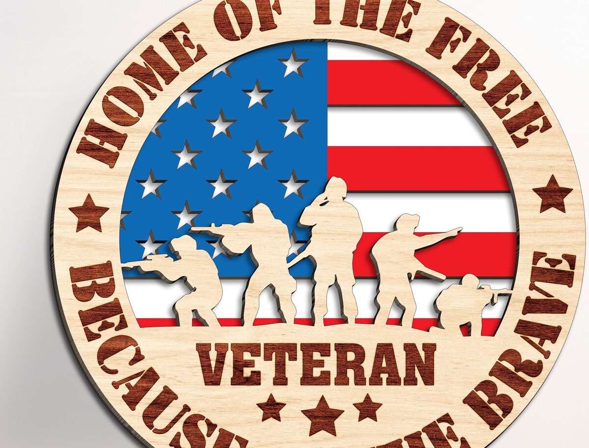 Intra απο ξύλο plywood 3mm-4mm πάχος – USA Veteran Stands Lasercut Δίασταση  20x20 cm INTRAFABR-99642423