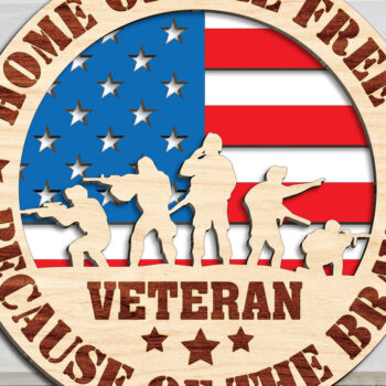 Intra απο ξύλο plywood 3mm-4mm πάχος – USA Veteran Stands Lasercut Δίασταση  20x20 cm INTRAFABR-99642423 - Image 2