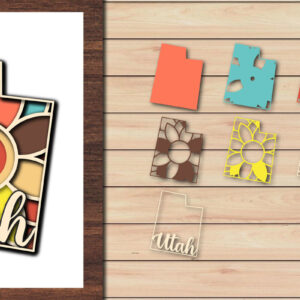 Intra απο ξύλο plywood 3mm-4mm πάχος – Utah USA State 3d Paper Cut Δίασταση  20x20 cm INTRAFABR-64957720