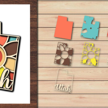 Intra απο ξύλο plywood 3mm-4mm πάχος – Utah USA State 3d Paper Cut Δίασταση  20x20 cm INTRAFABR-64957720 - Image 1