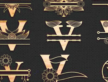 Intra απο ξύλο plywood 3mm-4mm πάχος – Κοπή λέιζερ μονογράμματος αλφαβήτου V γράμματος Δίασταση  20x20 cm INTRAFABR-56032667 - Image 1