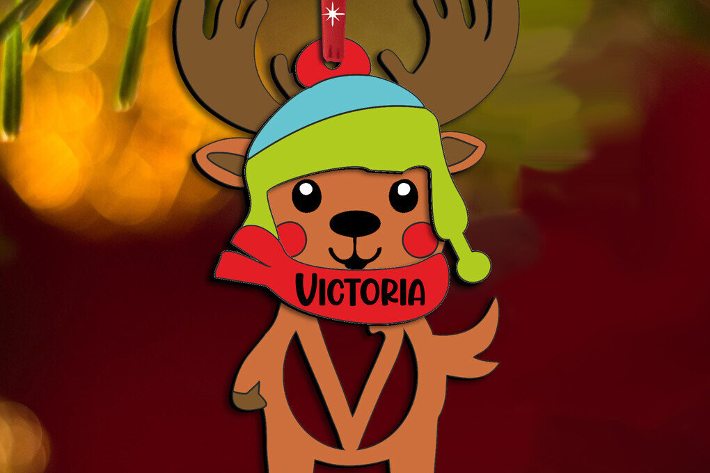 Intra απο ξύλο plywood 3mm-4mm πάχος – V γράμμα Χριστουγεννιάτικο στολίδι ελάφια διακοπές Δίασταση  20x20 cm INTRAFABR-111564470