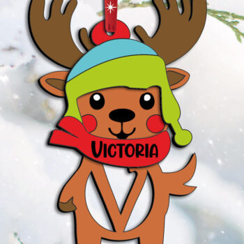 Intra απο ξύλο plywood 3mm-4mm πάχος – V γράμμα Χριστουγεννιάτικο στολίδι ελάφια διακοπές Δίασταση  20x20 cm INTRAFABR-111564470 - Image 2