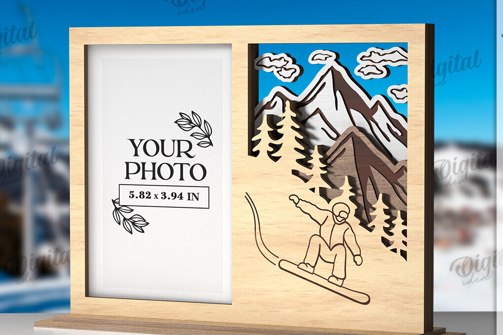 Intra απο ξύλο plywood 3mm-4mm πάχος – Πλαίσιο διακοπών Κοπή λέιζερ. Κορνίζα φωτογραφιών Δίασταση  20x20 cm INTRAFABR-121909761