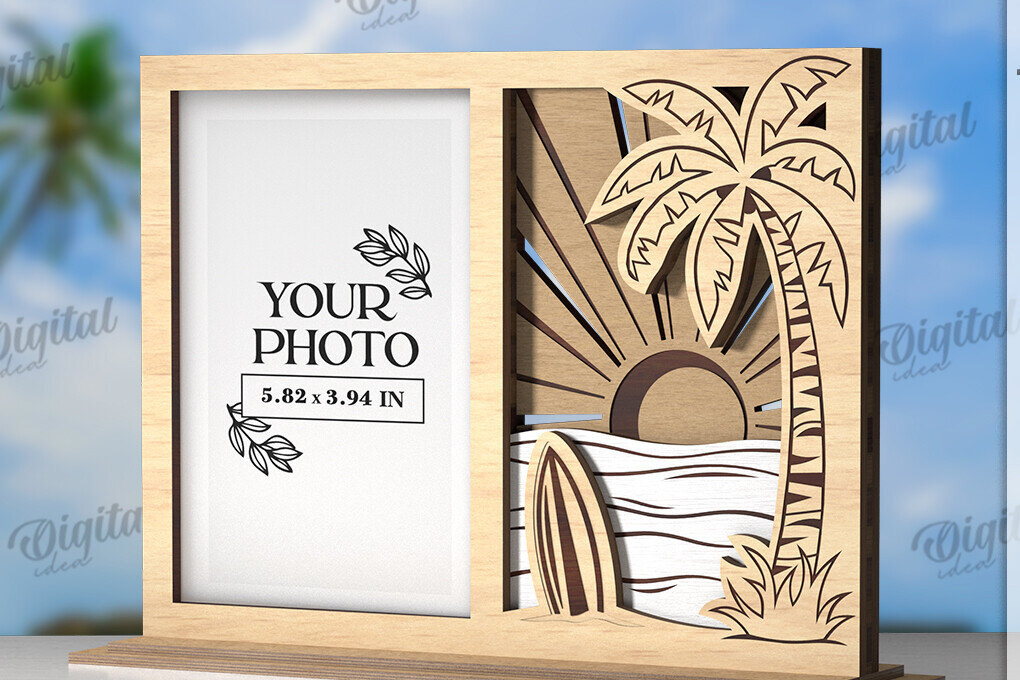 Intra απο ξύλο plywood 3mm-4mm πάχος – Πλαίσιο διακοπών Κοπή λέιζερ. Κορνίζα φωτογραφιών Δίασταση  20x20 cm INTRAFABR-121909131