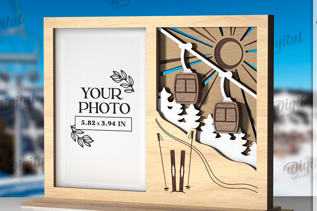 Intra απο ξύλο plywood 3mm-4mm πάχος – Πλαίσιο διακοπών Κοπή λέιζερ. Κορνίζα φωτογραφιών Δίασταση  20x20 cm INTRAFABR-121909203