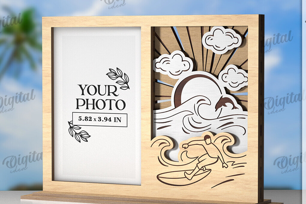 Intra απο ξύλο plywood 3mm-4mm πάχος – Πλαίσιο διακοπών Κοπή λέιζερ. Κορνίζα φωτογραφιών Δίασταση  20x20 cm INTRAFABR-121909704