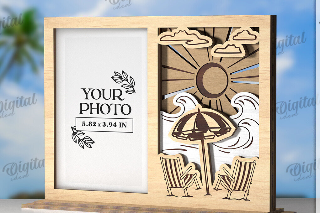 Intra απο ξύλο plywood 3mm-4mm πάχος – Πλαίσιο διακοπών Κοπή λέιζερ. Κορνίζα φωτογραφιών Δίασταση  20x20 cm INTRAFABR-121908903