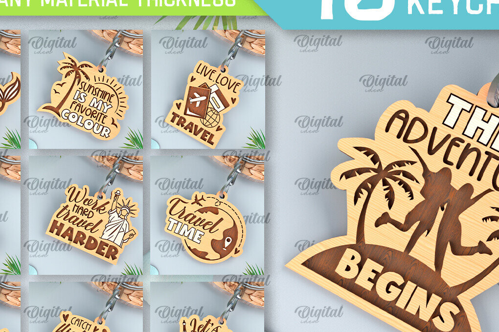 Intra απο ξύλο plywood 3mm-4mm πάχος – Μπρελόκ διακοπών Πακέτο κοπής με λέιζερ Δίασταση  5x5 cm INTRAFABR-99552012