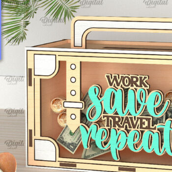 Intra απο ξύλο plywood 3mm-4mm πάχος – Vacation Money Box Δίασταση  20x20 cm INTRAFABR-98431016 - Image 1