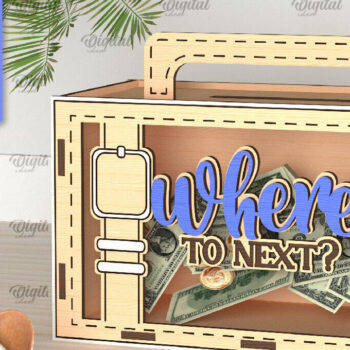 Intra απο ξύλο plywood 3mm-4mm πάχος – Vacation Money Box Δίασταση  20x20 cm INTRAFABR-98430917 - Image 1