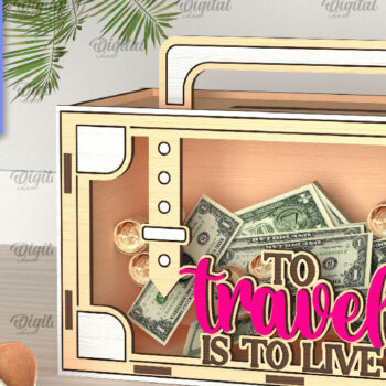 Intra απο ξύλο plywood 3mm-4mm πάχος – Vacation Money Box Δίασταση  20x20 cm INTRAFABR-98430950 - Image 1