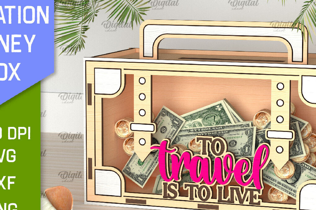 Intra απο ξύλο plywood 3mm-4mm πάχος – Vacation Money Box Δίασταση  20x20 cm INTRAFABR-98430950