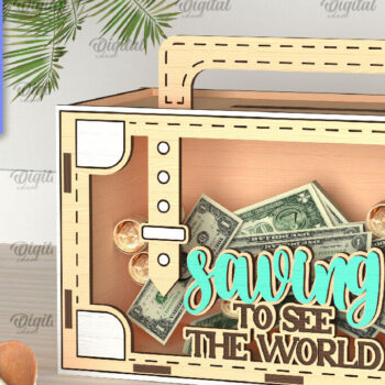 Intra απο ξύλο plywood 3mm-4mm πάχος – Vacation Money Box Δίασταση  20x20 cm INTRAFABR-98430543 - Image 1