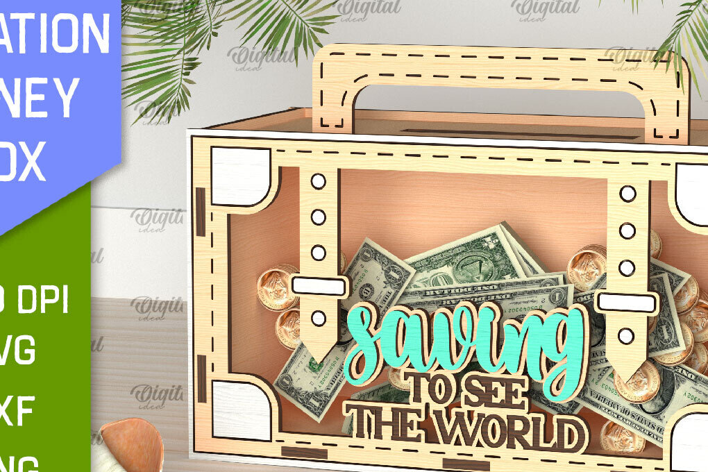 Intra απο ξύλο plywood 3mm-4mm πάχος – Vacation Money Box Δίασταση  20x20 cm INTRAFABR-98430543