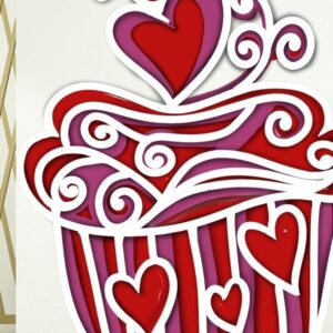 Intra απο ξύλο plywood 3mm-4mm πάχος – Valentine 3D Cupcakes Δίασταση  20x20 cm INTRAFABR-54484432
