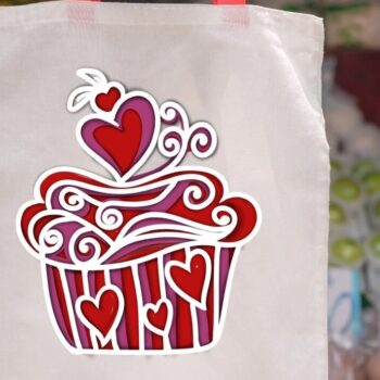 Intra απο ξύλο plywood 3mm-4mm πάχος – Valentine 3D Cupcakes Δίασταση  20x20 cm INTRAFABR-54484432 - Image 4